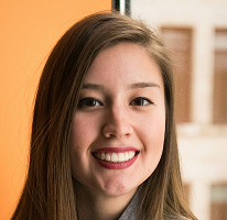 Victoria Lawson, CFO e dirigente de uma empresa de negociação financeira, em foto de retrato